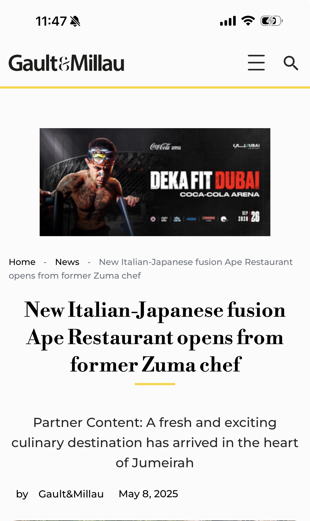 Gault&Millau coverage: APE Jumeirah opening