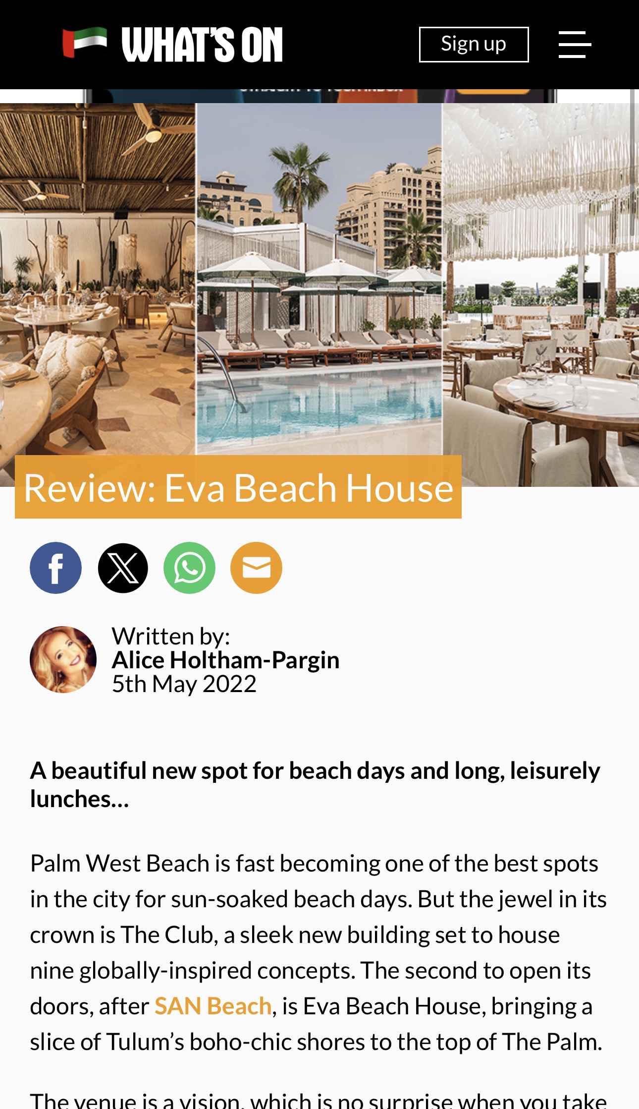 What's On coverage: Eva Beach House review