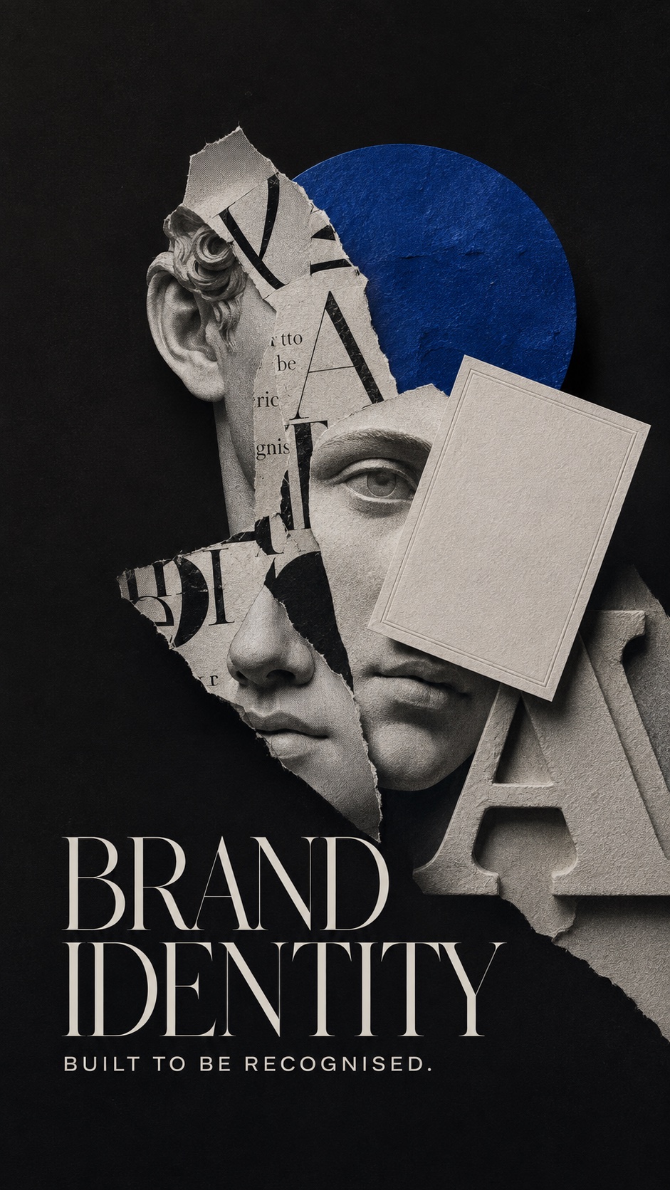 Editorial collage representing brand identity