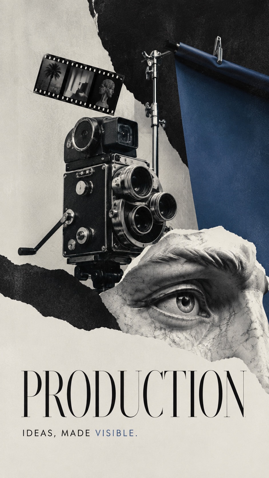 Editorial collage representing creative production